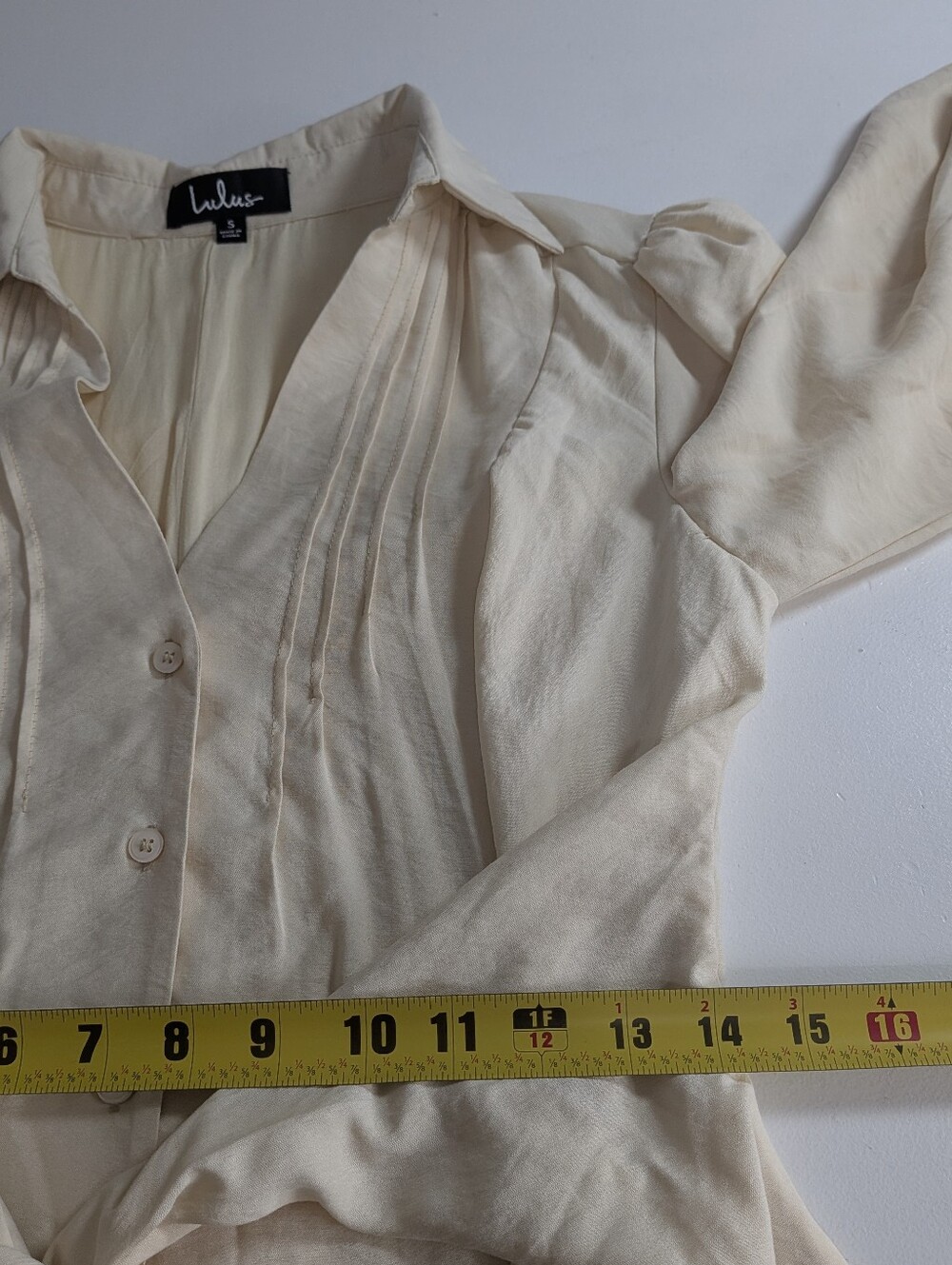 Lulus Sway of Life Cream Button-Up Tie-Front Shirt Dress sz S Long Sleeve EUC - Picture 15 of 16